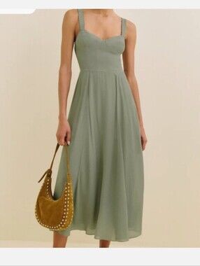 Reformation Lela Dress Green - Size 0